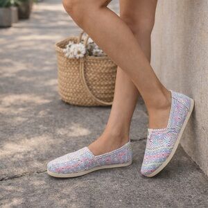 Toms Pastel Multicolor Woven Slip-On Flats